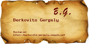 Berkovits Gergely névjegykártya